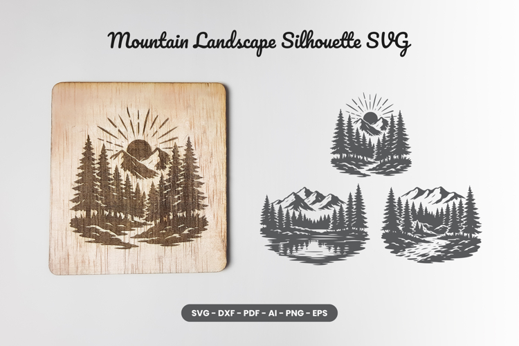 Mountain Landscape Silhouette SVG - Laser Cut SVG