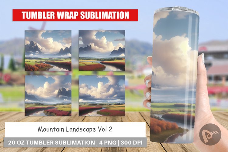 Tumbler Sublimation Wrap Mountain Landscape