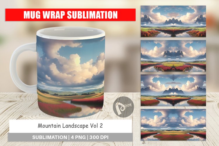 Mug sublimation design Mountain Landscape