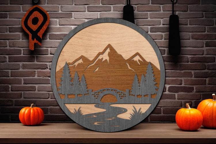 Mountain Layered Wood Ornament Design, Layered SVG File