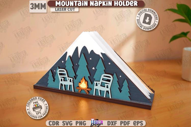 Mountain Napkin Holder Laser Cut |Camping SVG| Napkin Stand