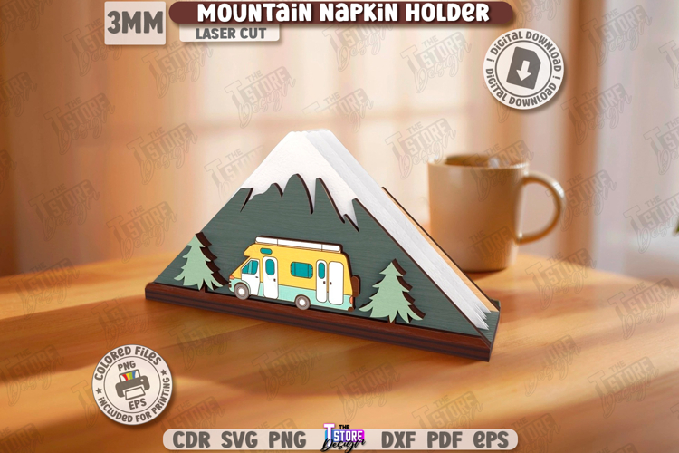 Mountain Napkin Holder Laser Cut |Camping SVG| Napkin Stand