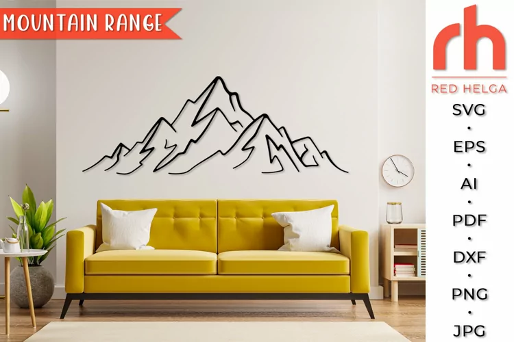 Mountain Range SVG, Outdoor Cut File, Mountain Outline