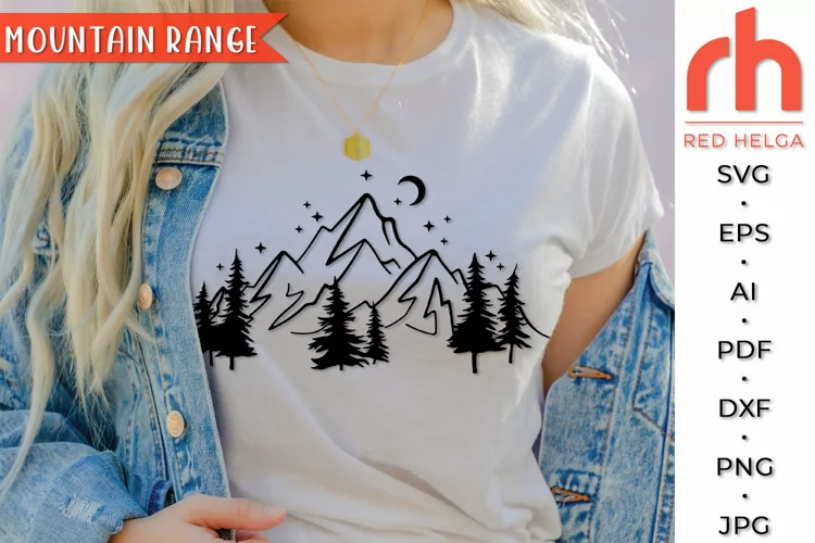 Mountain Scene SVG, Forest Landscape Cut File, Camping DXF