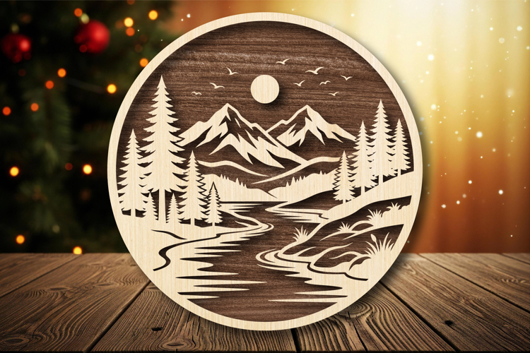 Mountain River Laser Cut SVG File