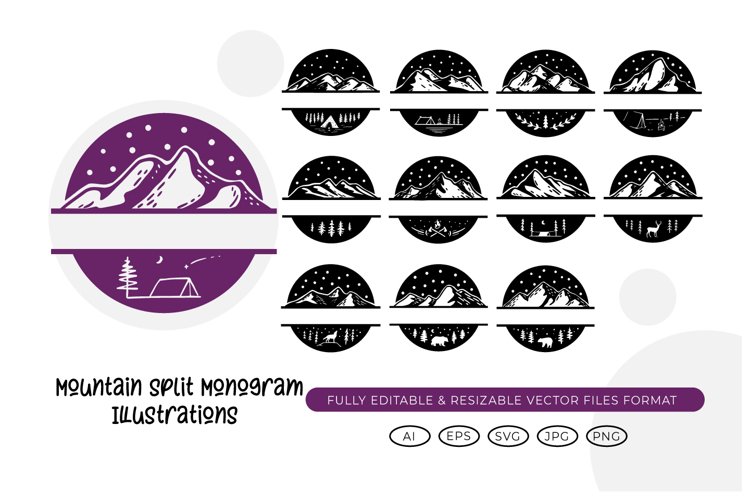 Mountain Split Monogram Illustrations
