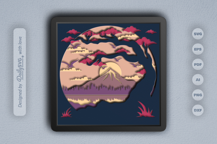 Mountain View Layered Shadow Box