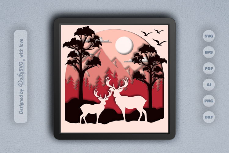 Mountain View Layered Shadow Box