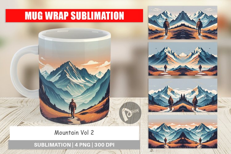 Mug Wrap Design Mountain