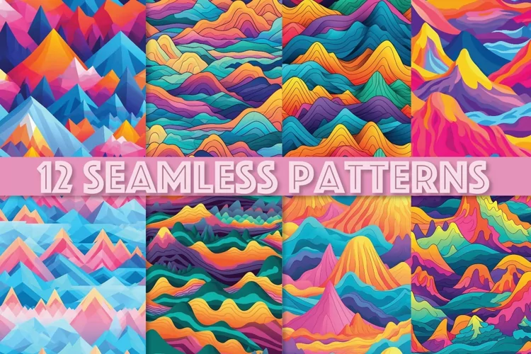 Vibrant Mountains Seamless Patterns