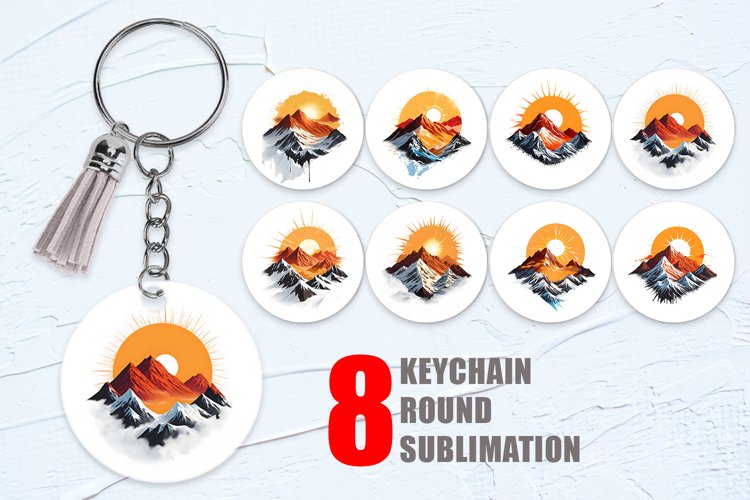 Mountains and Sun Keychain | Keyring