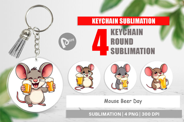 Keychain Mouse Beer Day example image 1