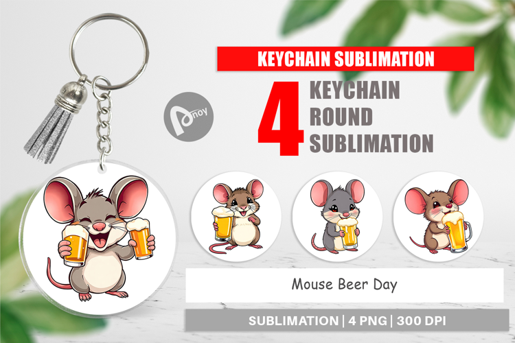 Keychain Mouse Beer Day