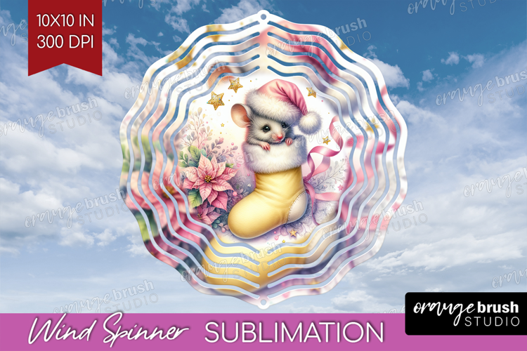 Mouse Pastel Christmas Wind Spinner Sublimation PNG Coquette
