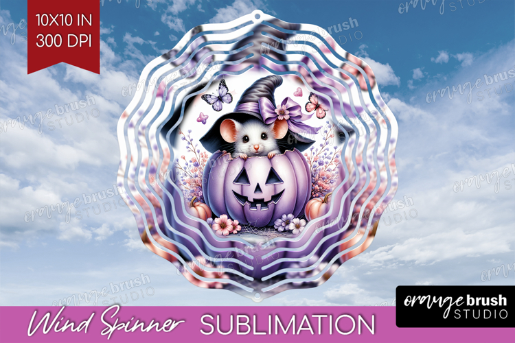 Mouse Halloween Wind Spinner Sublimation PNG Coquette Round