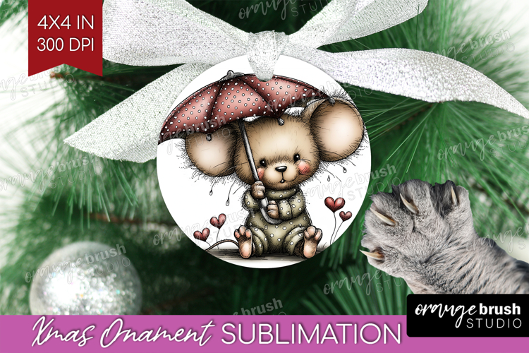 Mouse Valentine Ornament PNG Whimsical Animal PNG