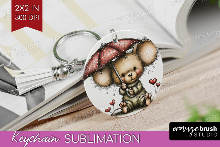 Mouse Valentine Keychain PNG Whimsical Animal Keychain