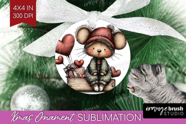 Mouse Valentine Ornament PNG Whimsical Animal PNG