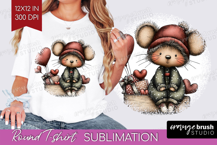 Mouse Valentine Round Tshirt Background Whimsical Animal PNG