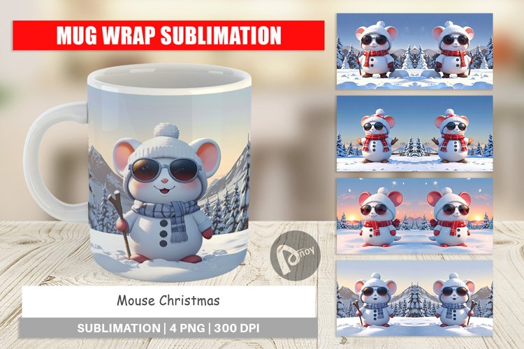 Mug Wrap Design Mouse Christmas