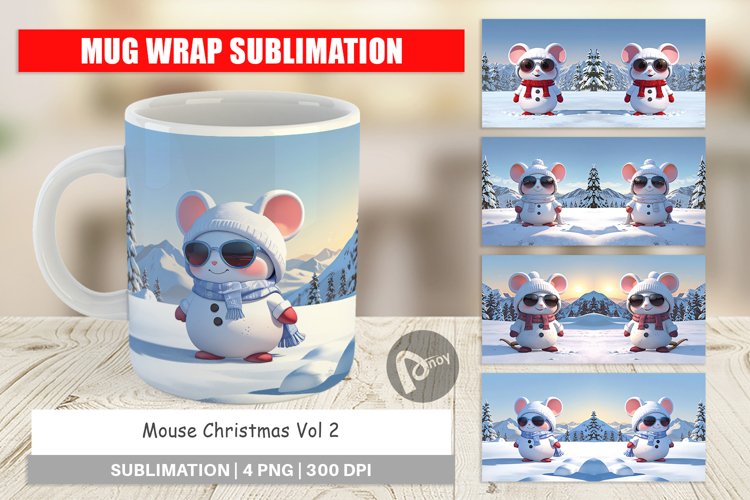 Mug Wrap Design Mouse Christmas