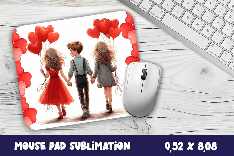 Valentines Day Mouse Pad | Heart Balloons Mousepad example image 1
