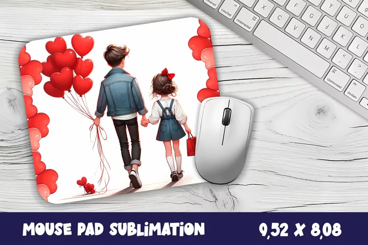 Valentines Day Mouse Pad | Heart Balloons Mousepad