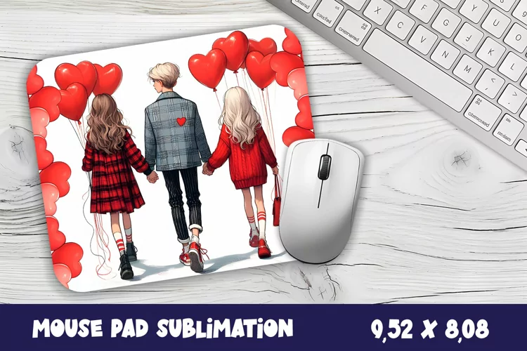 Valentines Day Mouse Pad | Heart Balloons Mousepad