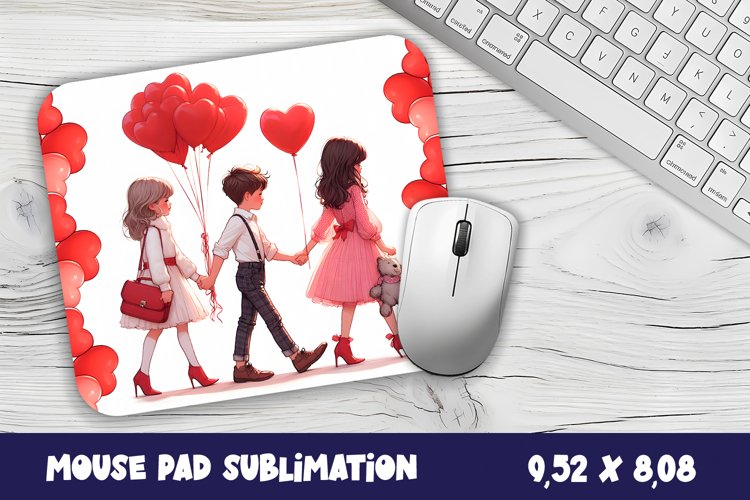 Valentines Day Mouse Pad | Heart Balloons Mousepad example image 1
