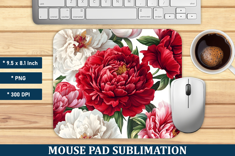 Peony Flower Mouse Pad | Mouse Pad Sublimation