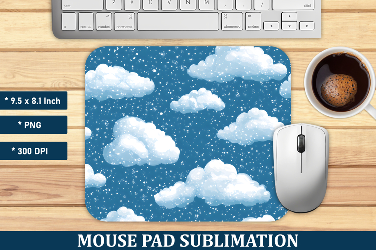 Snowy Clouds Pattern Mouse Pad | Mouse Pad Sublimation