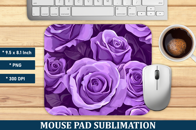 Purple Rose Flower Mouse Pad | Mouse Pad Sublimation