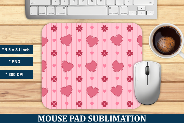 Heart & Floral Mouse Pad | Mouse Pad Sublimation