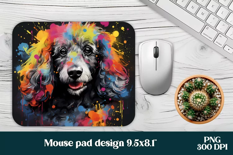 Rainbow dog mouse pad wrap | Animal mouse pad wrap