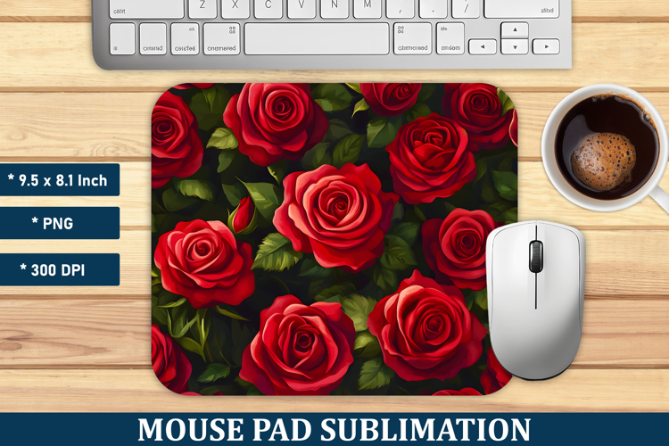 Rose Flower Mouse Pad | Mouse Pad Sublimation