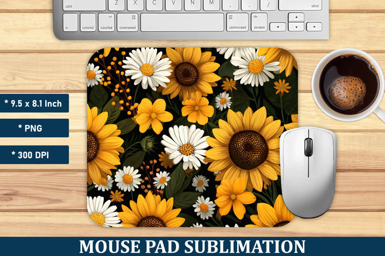 Daisy & Sunflower Mouse Pad | Mouse Pad Sublimation