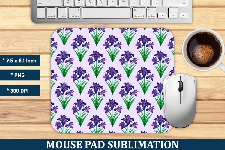 Watercolor Iris Flower Mouse Pad | Mouse Pad Sublimation