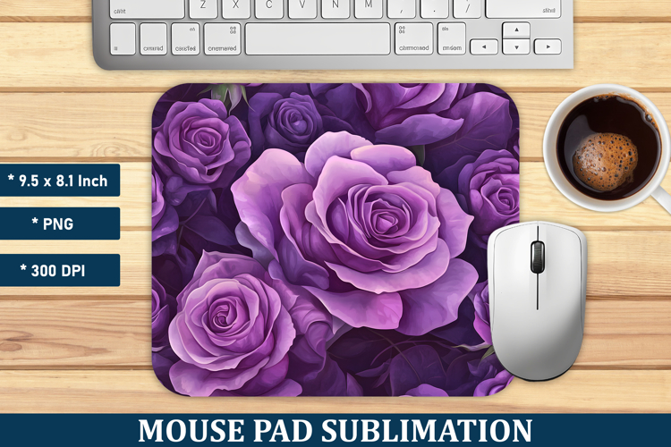 Purple Rose Flower Mouse Pad | Mouse Pad Sublimation