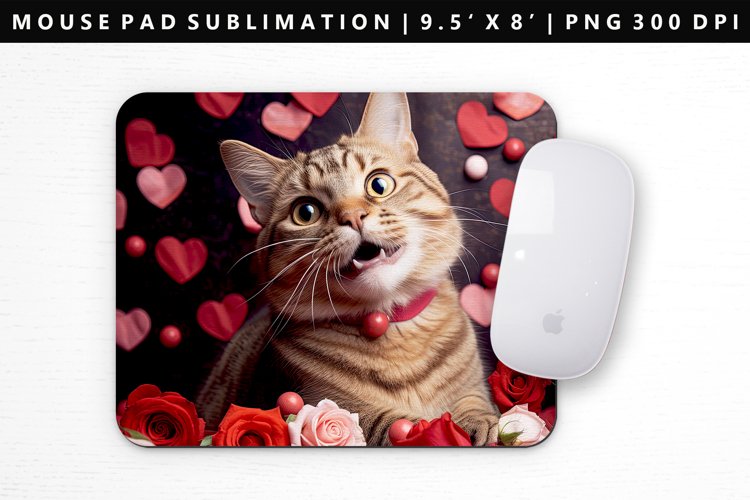 Valentine Cat Mouse Pad Design | Mouse Pad Sublimation PNG
