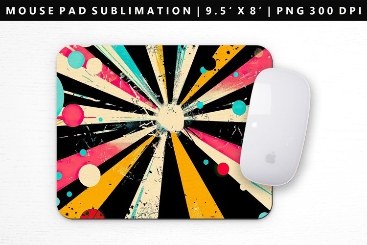 Retro Pop Art Mouse Pad Design | Mouse Pad Sublimation PNG example image 1