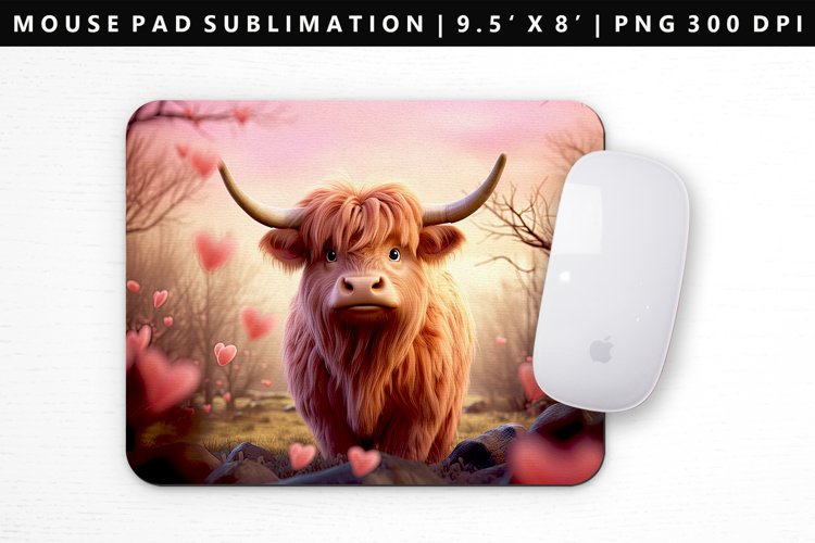 Highland Cow Mouse Pad Design | Mouse Pad Sublimation PNG
