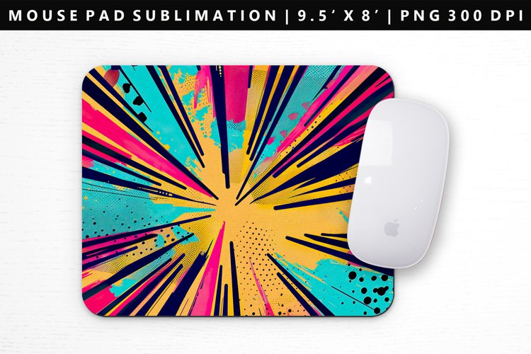 Retro Pop Art Mouse Pad Design | Mouse Pad Sublimation PNG example image 1