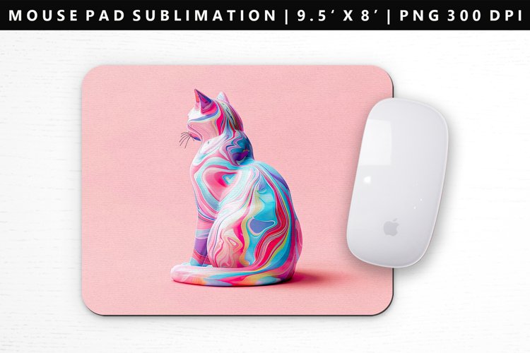 Colored Cats Mouse Pad Design | Mouse Pad Sublimation PNG example image 1