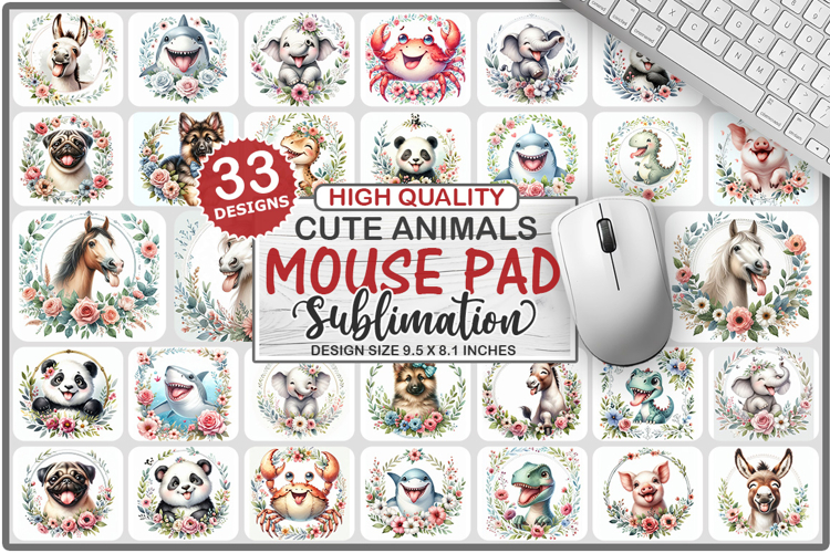 Cute Animals Mouse Pad Bundle, Sublimation Mouse Pad PNG