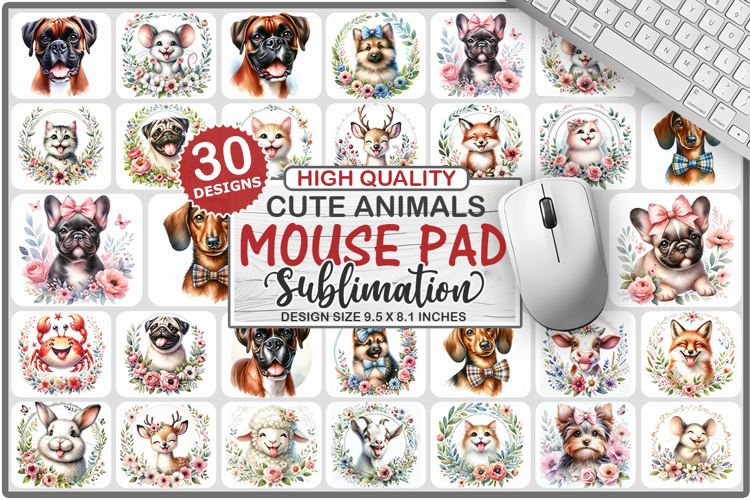 Cute Animals Mouse Pad Bundle, Sublimation Mouse Pad PNG