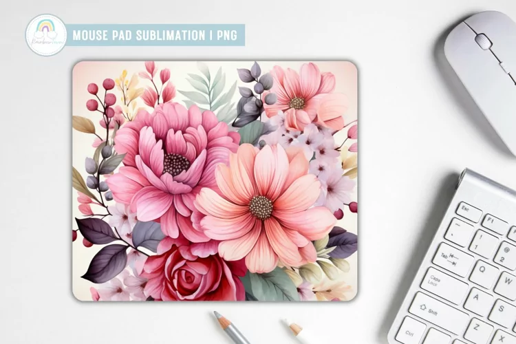 Floral Mouse Pad Sublimation Design