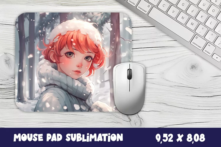 Mouse pad, sublimation, winter girl mouse pad design