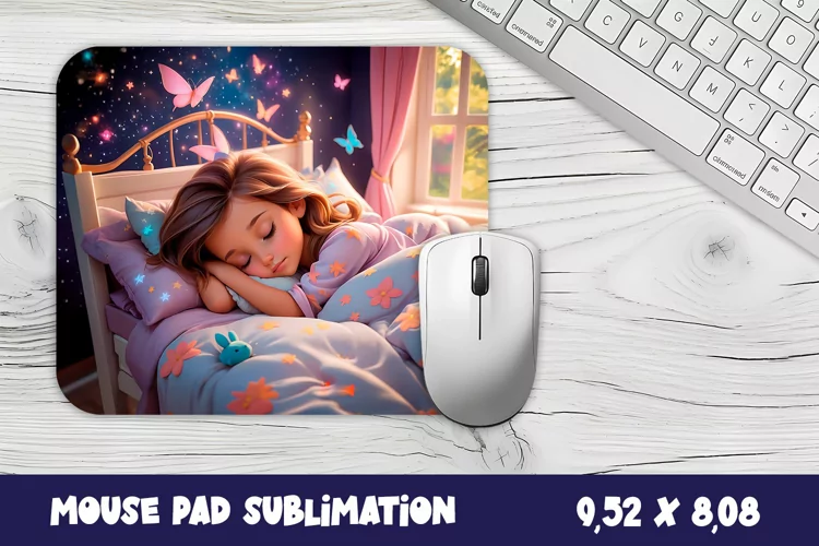 Mouse pad, sublimation cute sleeping girl mouse pad design