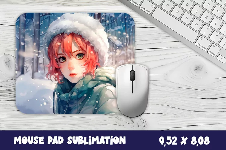 Mouse pad, sublimation, winter girl mouse pad design