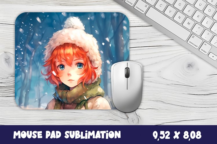 Mouse pad, sublimation, winter girl mouse pad design example image 1